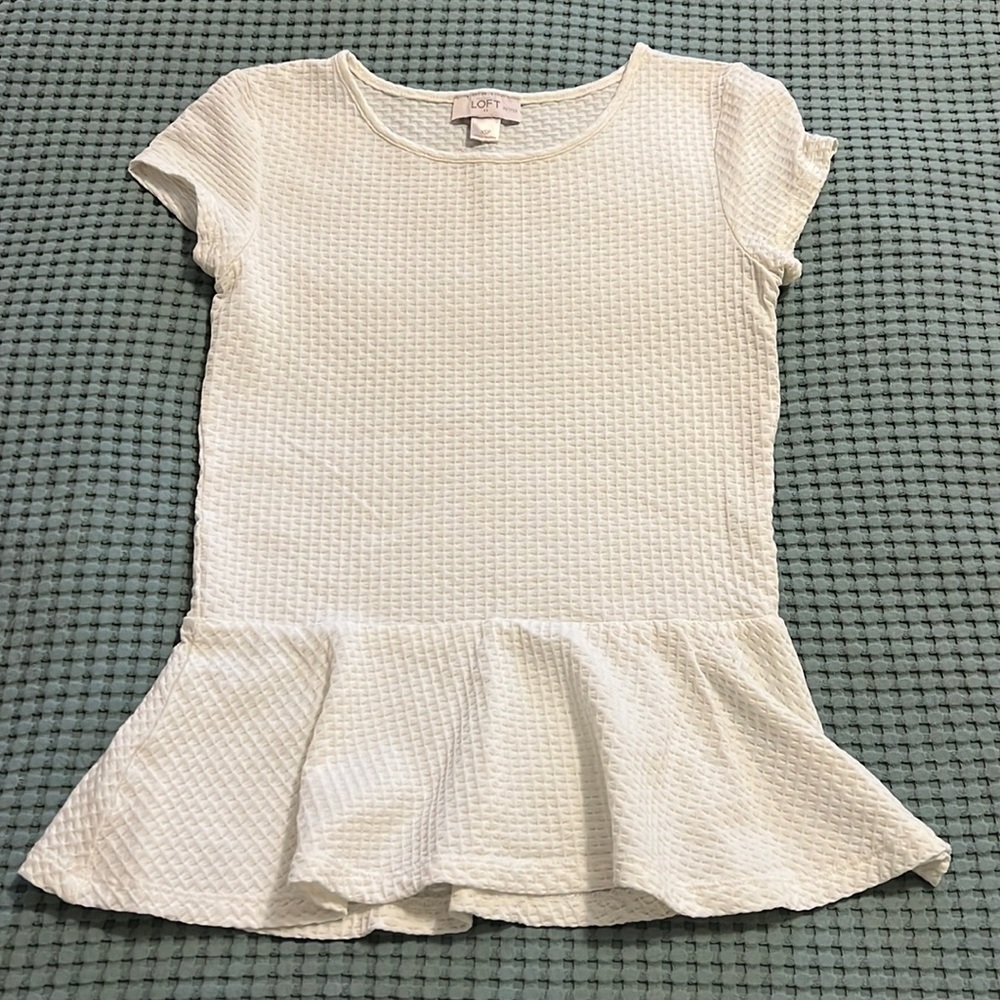 Ann Taylor Loft White Peplum Top